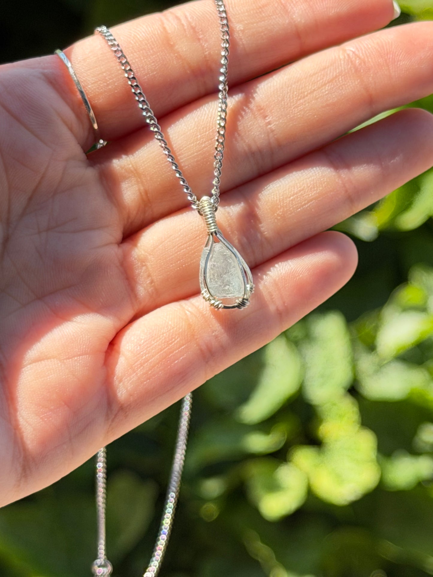 Dainty Crystal Pendants Silver