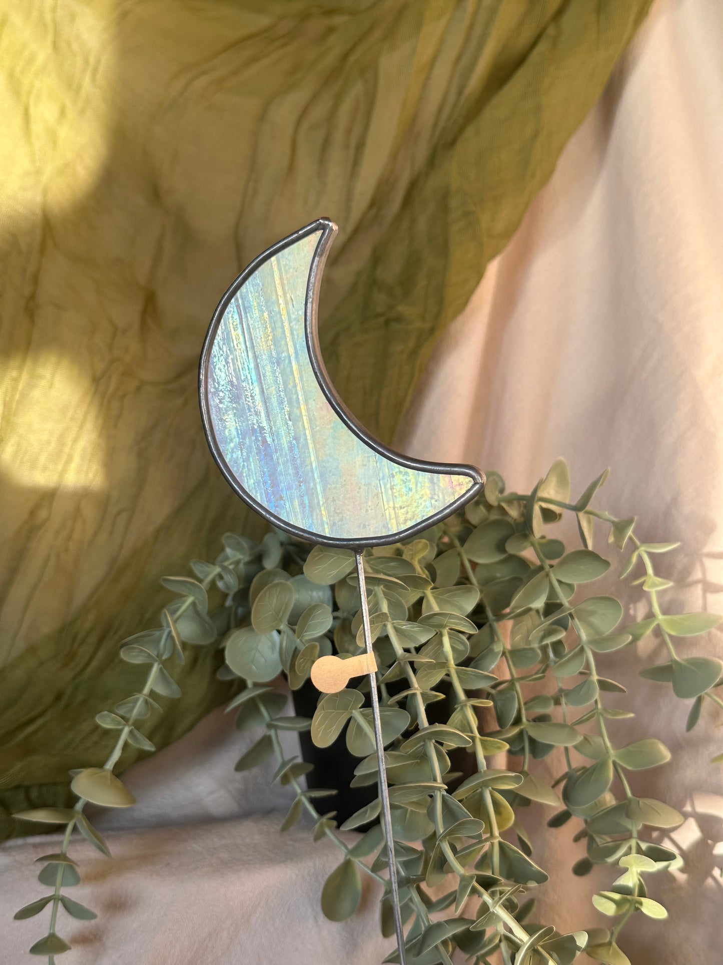Moon Stained Glass Plant Stake