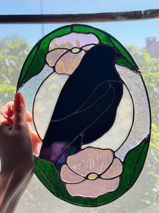 Crow Panel Stained Glass