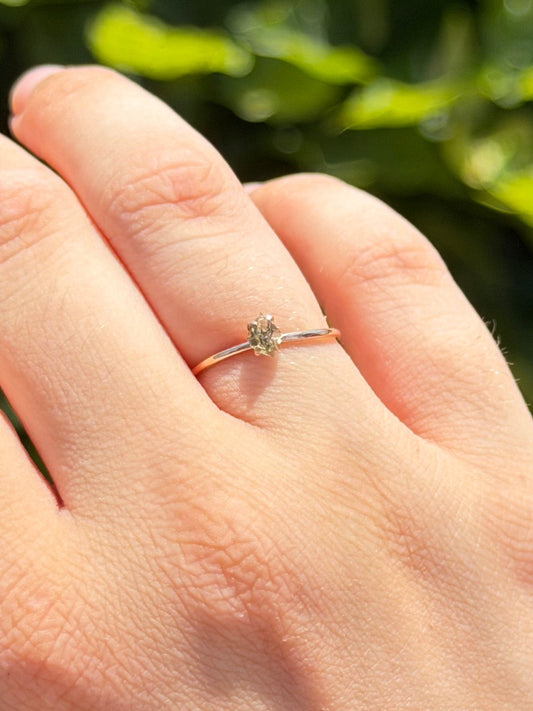 Moldavite Ring Gold - Adjustable