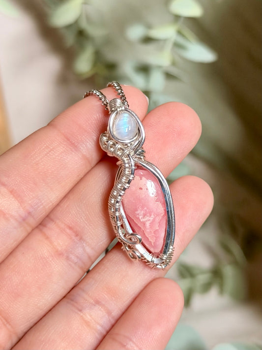 Rhodochrosite & Moonstone Pendant