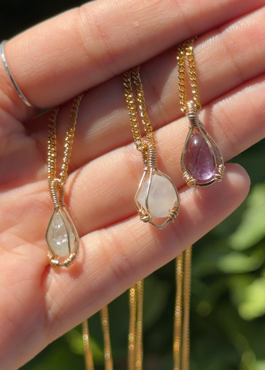 Dainty Crystal Pendants Gold