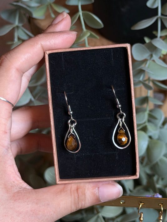 Tiger's Eye Earrings Silver