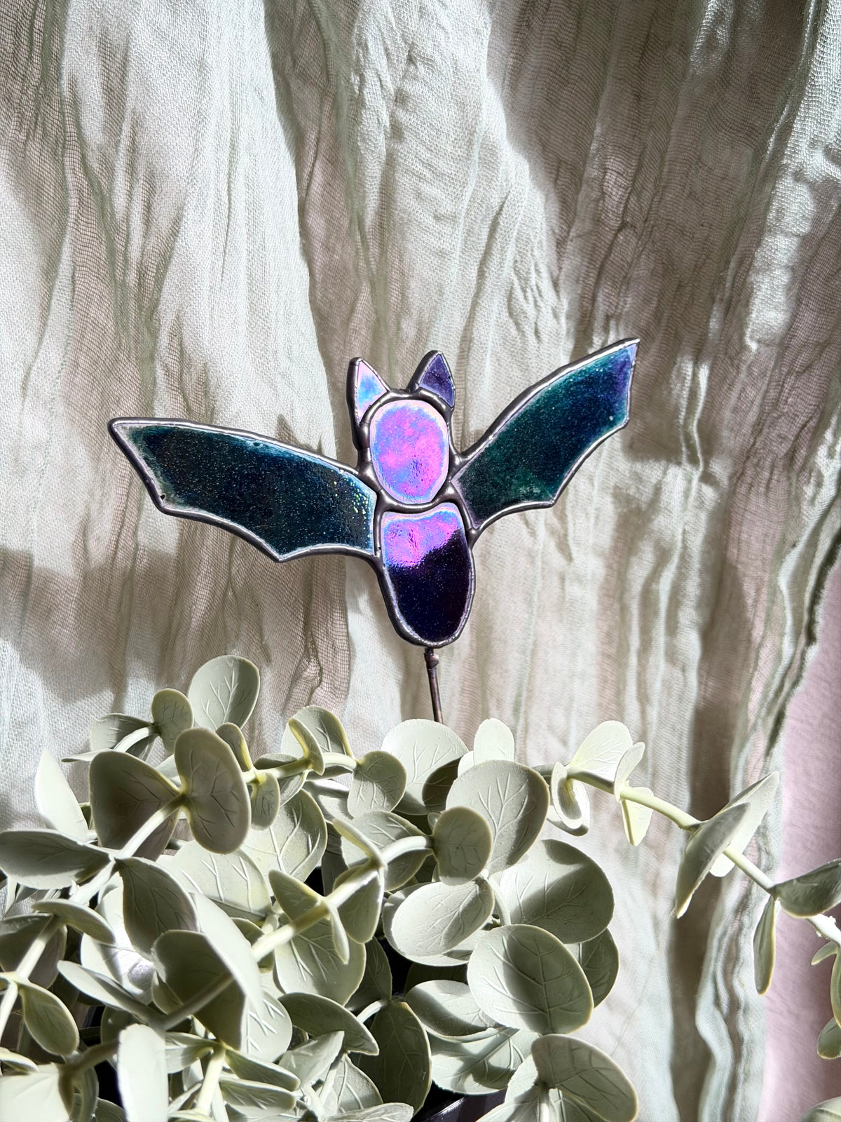 Bat Stained Glass Plant Stake