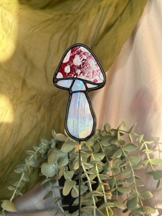Mushroom Stained Glass Plant Stake
