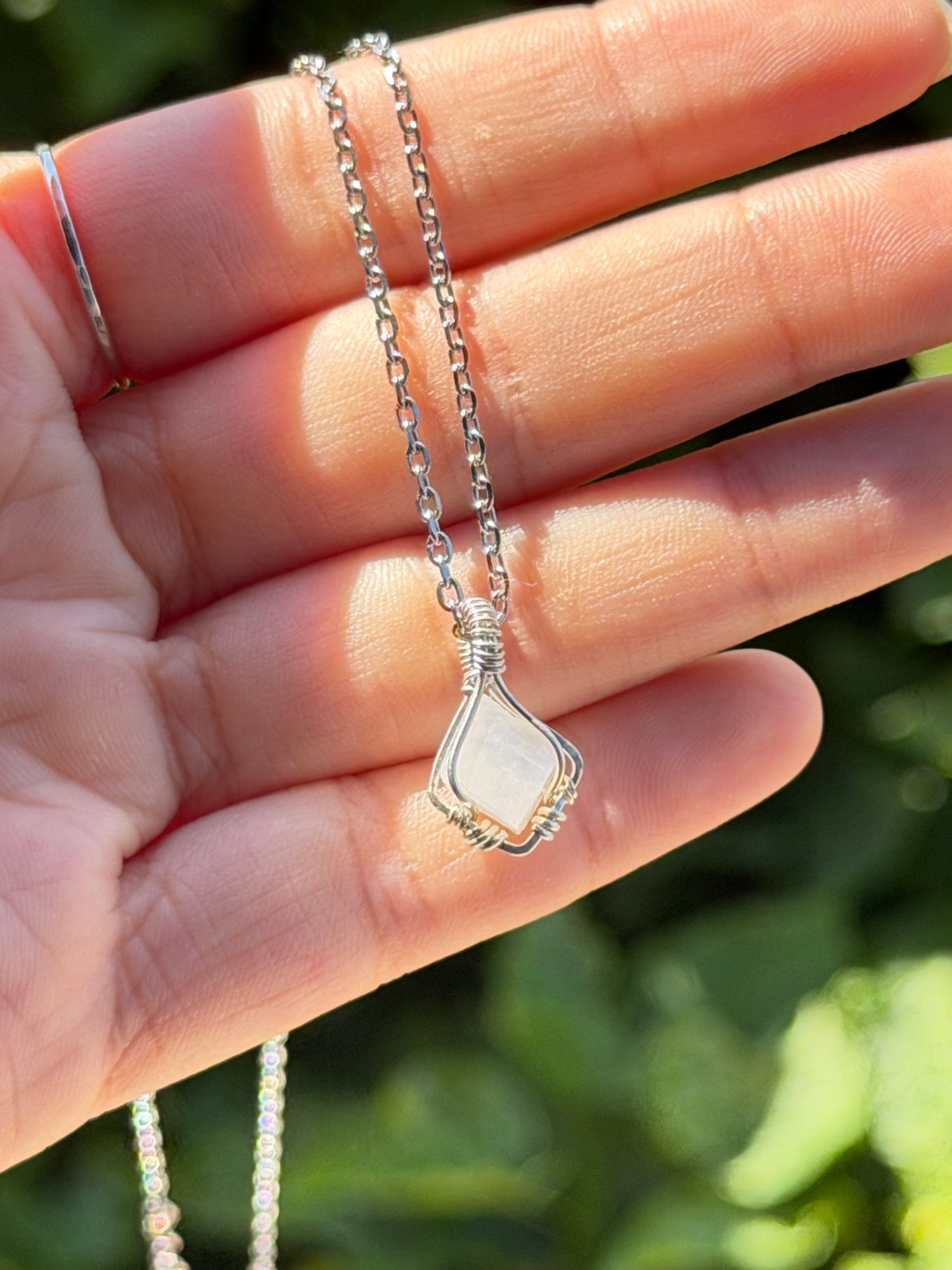Dainty Crystal Pendants Silver