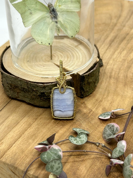 Blue Lace Agate/Chalcedony Pendant