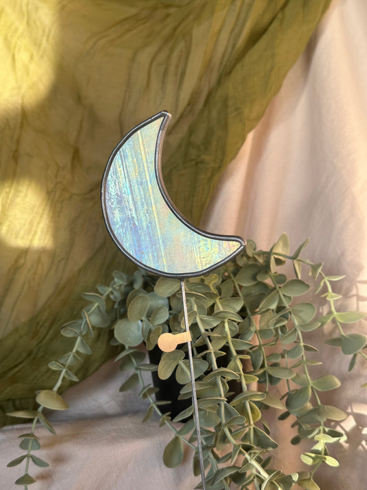 Moon Stained Glass Plant Stake