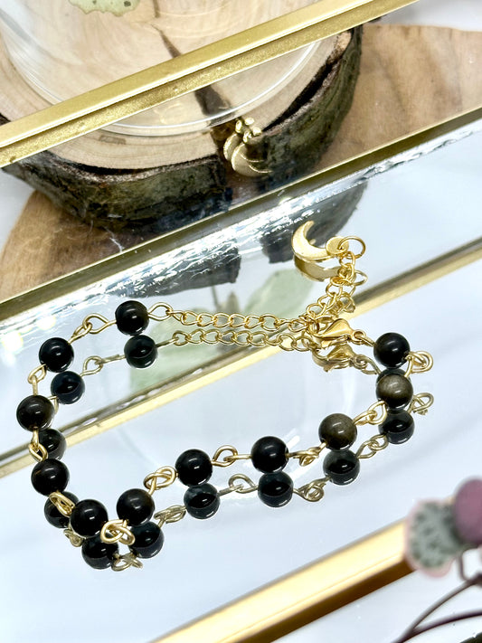 Gold Sheen Obsidian Bracelet