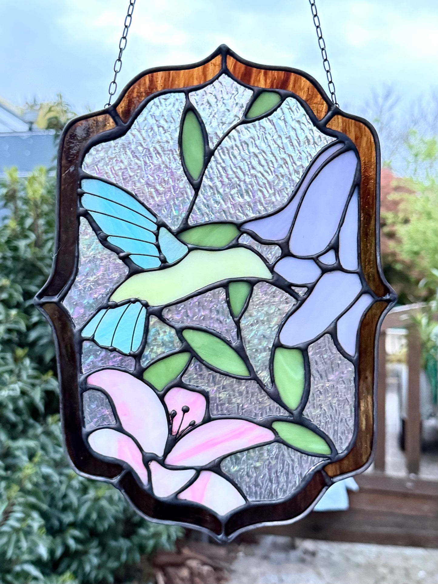 Hummingbird & Flowers Stained Glass (Pre-Order)